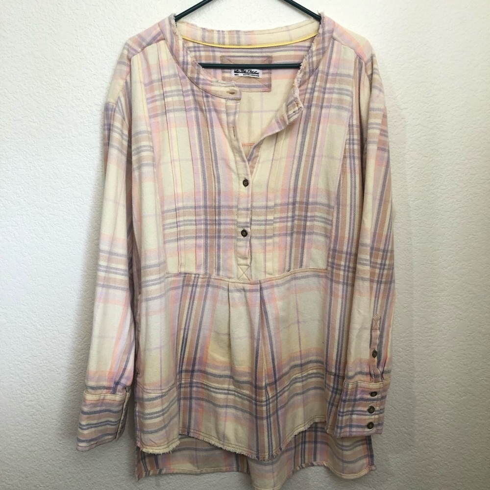 WE THE FREE Womens Small Very Oversized Free People Thick Flannel Pullover NWOT